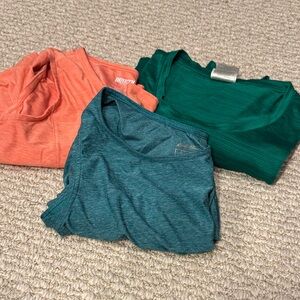 Bundle 3 workout tops- Coral, Teal, Green Size S